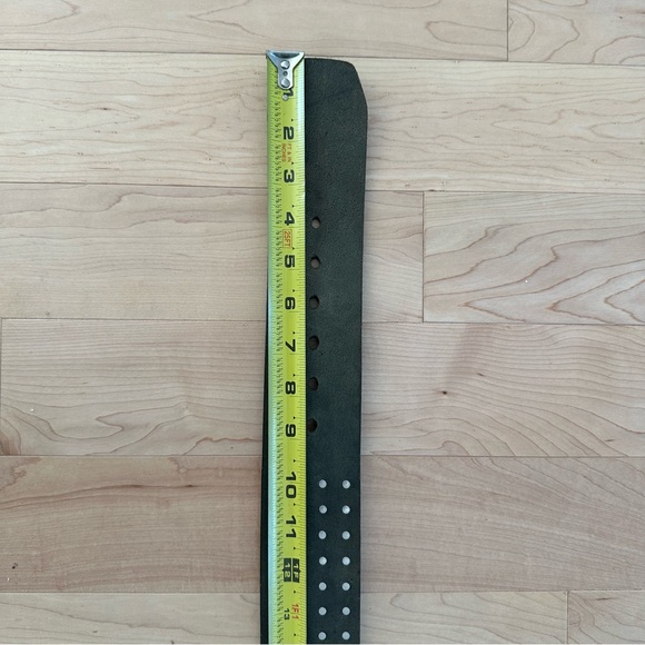 Rare Studded Italian Black Leather Belt with Silver Oval Buckle main image 6